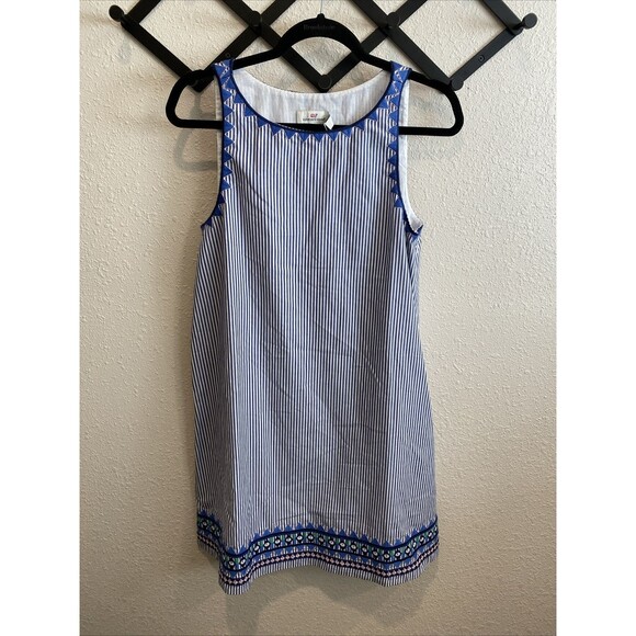 Vineyard Vines Striped Geo Prep Embroidered Swing Dress Size 8 NEW With Tags - Picture 1 of 10